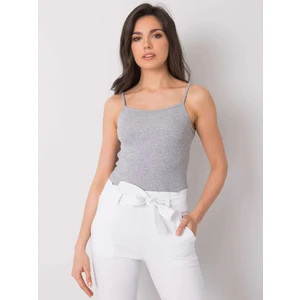 RUE PARIS Gray melange basic top
