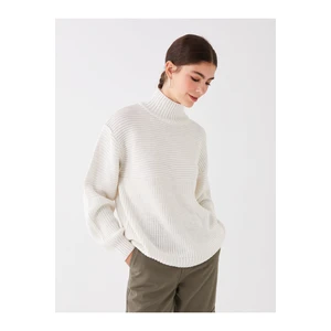 LC Waikiki Half Turtleneck Women's Knitwear Sweater with Straight Long Sleeves Oversize