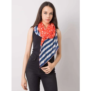 Red and navy blue patterned shawl