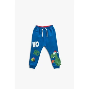 Koton Baby Boy Christmas Theme with Dinosaur Print Tie Waist Jogger Sweatpants 3wmb4