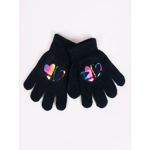 Yoclub Kids's Girls' Five-Finger Gloves With Hologram RED-0068G-AA50-004