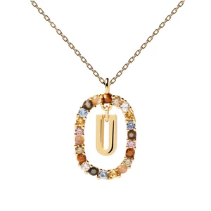 PDPAOLA Krásný pozlacený náhrdelník písmeno "U" LETTERS CO01-280-U (řetízek, přívěsek)