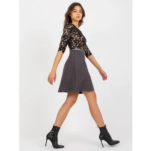 Black and grey cocktail dress with 3/4 sleeves