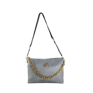 Grey women's messenger bag with chain