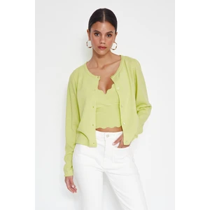 Trendyol Mint Crop 2-Pack Top-Round Cardigan Knitwear Set