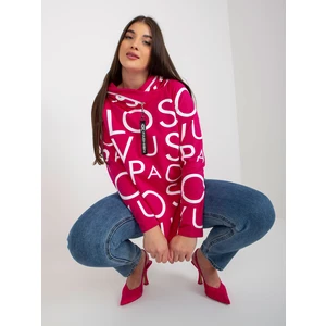 Fuchsia Women's Printed Plus Size Hoodie