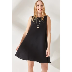 Olalook Women's Black Sleeveless Linen Blend A-Line Dress