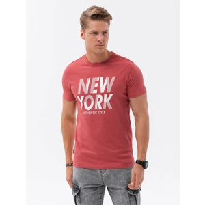 Ombre Men's printed cotton t-shirt - red