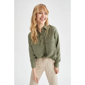 DEFACTO Oversized Long Sleeve Viscose Shirt