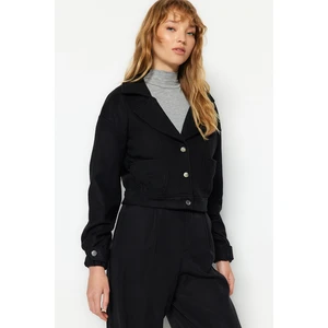 Trendyol Black Oversized Stamped Jacket Coat