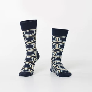 Men's socks with dark blue pattern