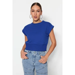 Trendyol Indigo Fitted Crew-neck Low Sleeve Thin Knitted Blouse