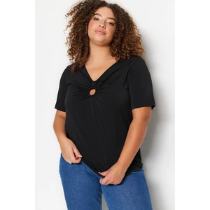 Trendyol Curve Black Knitted Crewneck Cutout Detailed Blouse