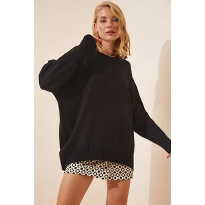 Happiness İstanbul Women's Black Oversized Knitwear Sweater