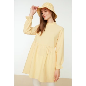 Trendyol Yellow Stand-Up Collar Ruffle Detailed Tunic