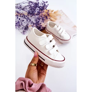 Children's Leather Sneakers With Velcro White Foster