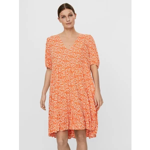 Orange patterned loose dress AWARE by VERO MODA Hanna - Women