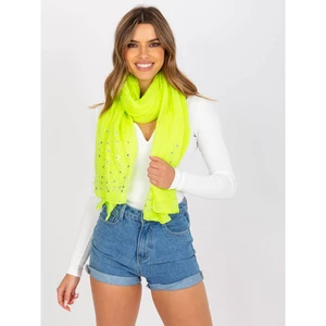 Fluo yellow airy scarf with an application of rhinestones