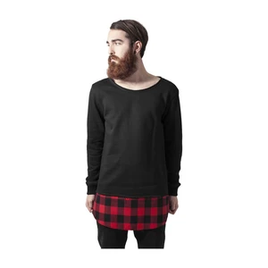 Long Fannelle Bottom Open Edge Crewneck blk/blk/red