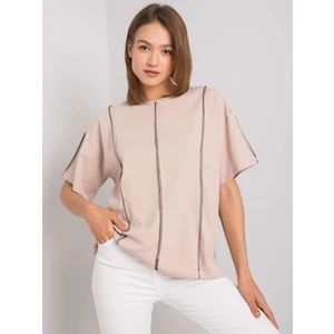 RUE PARIS Ladies' beige blouse made of cotton