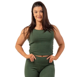 Nebbia Organic Cotton Ribbed Tank Top Dark Green S