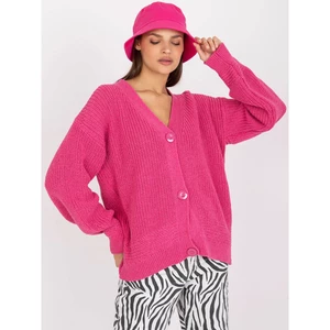 RUE PARIS pink oversize cardigan with long sleeves