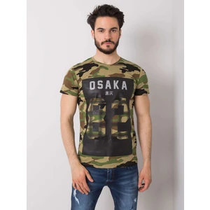 T-shirt z bawełny khaki z nadrukiem