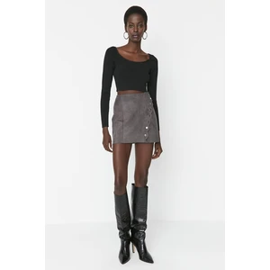 Trendyol Anthracite Button Detailed Skirt