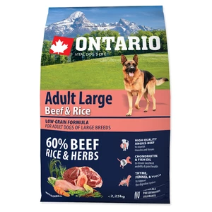 ONTARIO Dog Adult large beef & rice granule pre psov 2,25 kg
