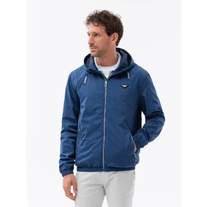 Ombre Men's classic cut hooded windbreaker jacket - dark blue