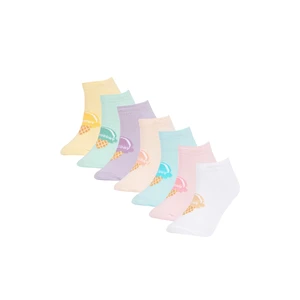 DEFACTO Girls' Cotton 7-Pack Short Socks