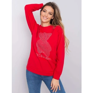 Women's red sweatshirt with an application