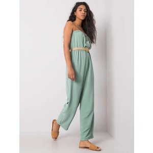 RUE PARIS Green jumpsuit with belt