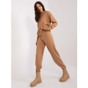 Casual Camel set with a striped pattern
