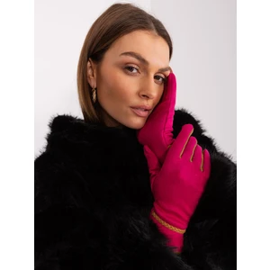 Fuchsia touch gloves with decorative strap
