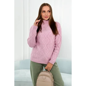 Sweater with decorative purple knitting