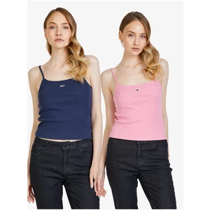 Sada dvou dámských tílek v růžové a tmavě modré barvě Tommy Jeans - Dámské