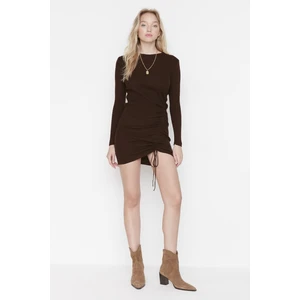 Trendyol Brown Lace Detailed Knitwear Dress