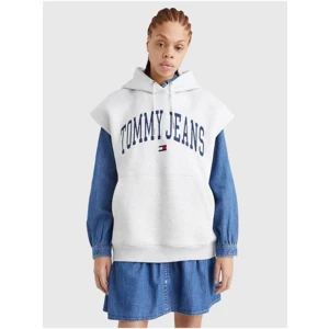 Light Grey Women's Oversize Hoodie Tommy Jeans Collegiat - Women