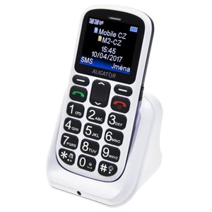 Aligator A321 Senior, Dual SIM, bielo-šedý + stolná nabíjačka