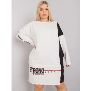 Ecru plus tunic with long sleeves