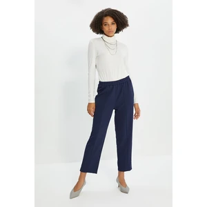 Trendyol Navy Blue Elastic Waist Straight Cut Woven Trousers