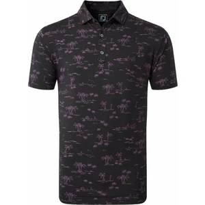 Footjoy Tropic Golf Print Mens Polo Shirt Black/Orchid L