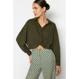 Trendyol Khaki Crop Woven Blouse