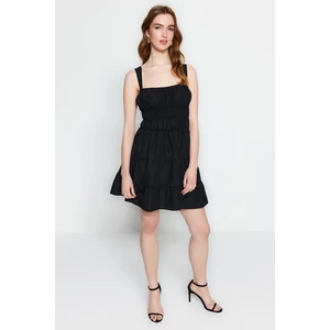 Trendyol Black Mini Woven Ruffle Dress that opens at the waist