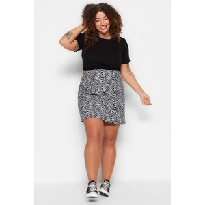 Trendyol Curve Multicolored Zebra Knitted Skirt With Slit Detail