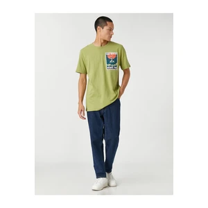 Koton Basic T-Shirt with Space Print Crew Neck Short Sleeve Cotton