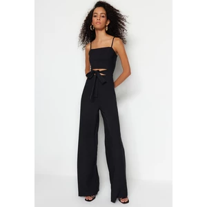 Trendyol Black Belted Maxi Woven Overalls With A Window Detail