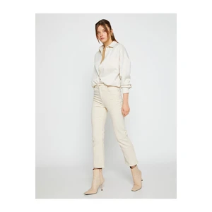Koton Hispanic Crop Leg Corduroy Pants Slim Fit