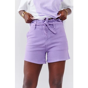 Purple short denim shorts